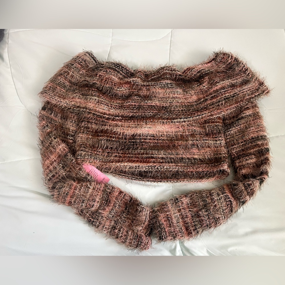 PrettyLittleThing Textured Pink and Brown Sweater